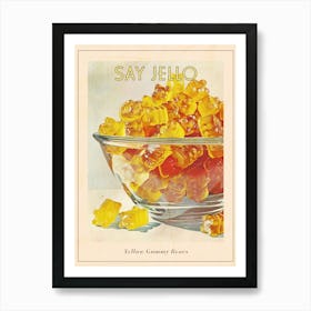 Retro Yellow Gummy Bears Vintage Cookbook Inspired 2 Poster Art Print