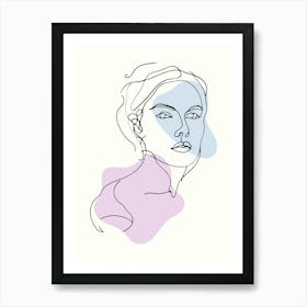 Portrait Of A Woman Hand Drawing Line Art 1 Art Print