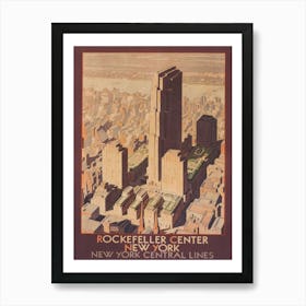 Rockefeller Center New York Vintage Travel Poster Art Print