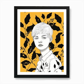 Boy In Black And White Art Print