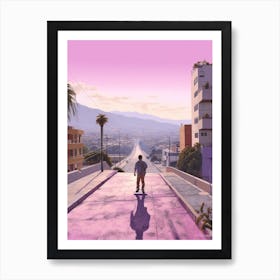 Skateboarding In Santiago, Chile Futuristic 3 Art Print