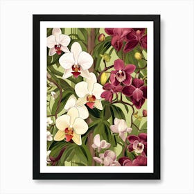 Orchids Seamless Pattern Art Print