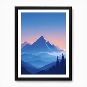 Misty Mountains Vertical Composition In Blue Tone 183 Art Print