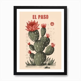 El Paso Cactus Desert Vintage Poster Art Print