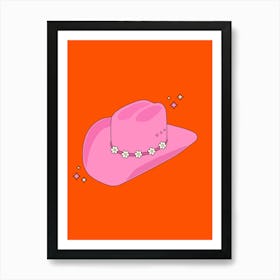 Cowboy Hat Orange And Pink Art Print