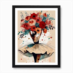 Ballerina With Flowers Art Print