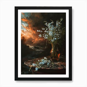 Baroque Floral Still Life Forget Me Nots 1 Art Print