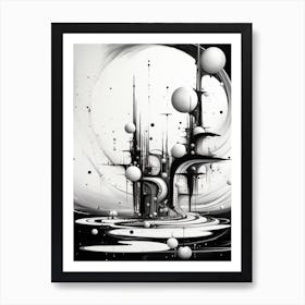Parallel Universes Abstract Black And White 16 Art Print