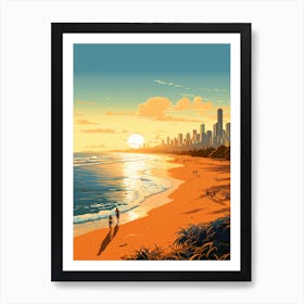 Surfers Paradise Beach Golden Tones 4 Art Print