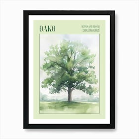 Oak Tree Atmospheric Watercolour Painting 10 Poster Art Print