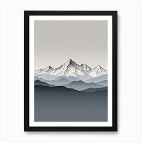 Minimalist Mountain Range Art Print (3) Art Print