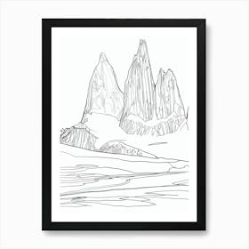 Cerro Torre Argentina Chile Line Drawing 1 Art Print