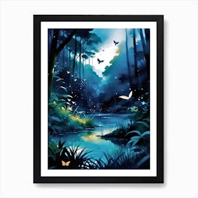 Jungle Night 1 Botanical Art Print Art Print