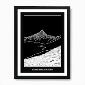 Cadair Idris Mountain Line Drawing 4 Poster Art Print