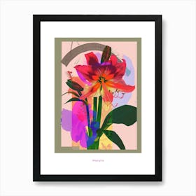 Amaryllis 7 Neon Flower Collage Poster Art Print
