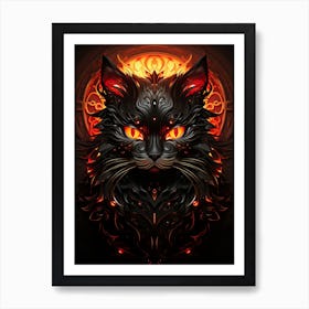 Black Cat With Flames Art Print