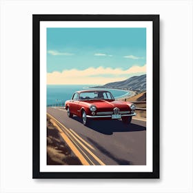 A Alfa Romeo Giulia In The Pacific Coast Highway Car Illustration 1 Art Print