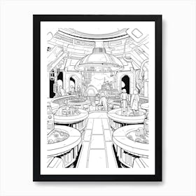 The Mos Eisley Cantina (Star Wars) Fantasy Inspired Line Art 4 Art Print