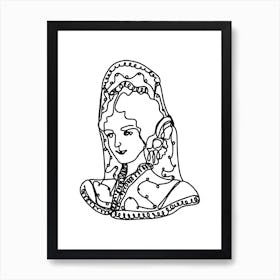 Portrait Of A Woman Line Art Illustration Art Print