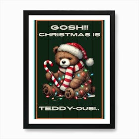 Bear in Christmas Lights Art Print