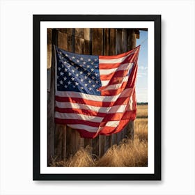 American Flag Evoking Sentiments Of Patriotism And Liberty Displayed Majestically Against A Weather 2 1 Art Print