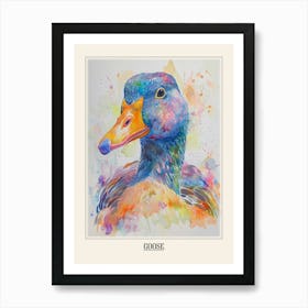 Goose Colourful Watercolour 4 Poster Art Print