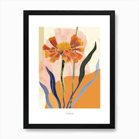 Colourful Flower Illustration Poster Zinnia 3 Art Print