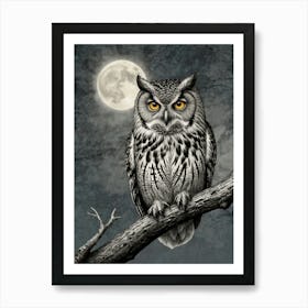 Owl At Night 5 Art Print