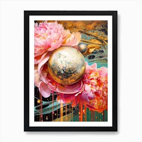 Disco Ball And Peonies Still Life 2 Art Print