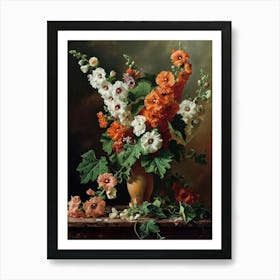 Baroque Floral Still Life Hollyhock 3 Art Print