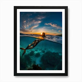 Mermaid At Sunset -Reimagined 1 Art Print