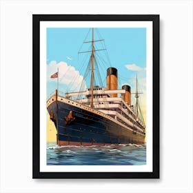 Titanic Ship Sketch Illustration 3 Art Print