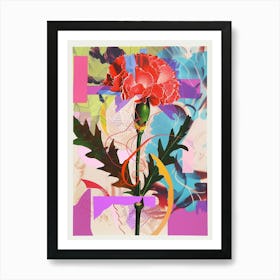 Carnation5 Neon Flower Collage Art Print