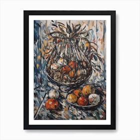 Proteas Still Life Flowers Abstract Expressionism  Art Print