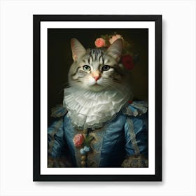Cat In Medieval Clothing Rococo Style 3 Art Print