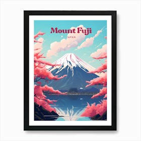 Mount Fuji Japan Sakura Modern Travel Art Art Print