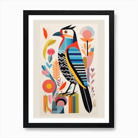 Colourful Scandi Bird Crested Caracara 2 Art Print