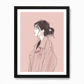 Girl In A Pink Coat Art Print