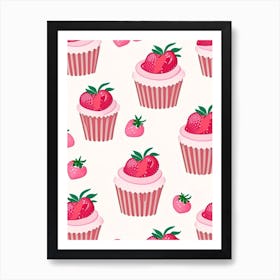 Strawberry Cupcakes, Dessert, Food Tarazzo Art Print