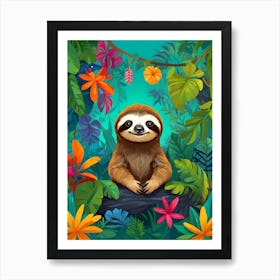 Sloth In The Jungle Art Print