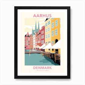 Aarhus, Denmark, Flat Pastels Tones Illustration 1 Poster Art Print