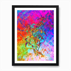 Commelina Africana Botanical in Acid Neon Pink Green and Blue n.0136 Art Print