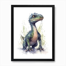 Suchomimus Tenerensis Cute Dinosaur Watercolour 3 Art Print