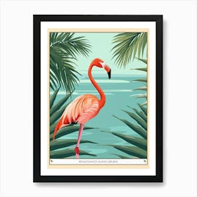 Greater Flamingo Renaissance Island Aruba Tropical Illustration 2 Poster Art Print