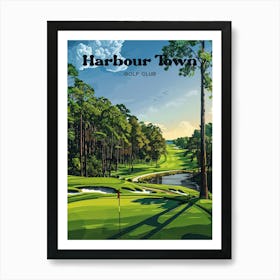 Harbour Town Golf Links South Carolina Digital Travel Illustration Art Print