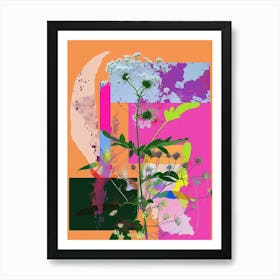 Gypsophila (Baby S Breath) 1 Neon Flower Collage Art Print