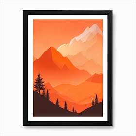 Misty Mountains Vertical Composition In Orange Tone 115 Art Print