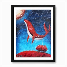 Red Whale Art Print