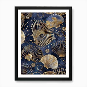 Gold Seashells Art Print