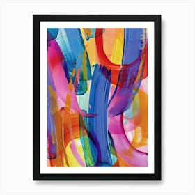 Rainbow Paint Brush Strokes Organic 4 Art Print